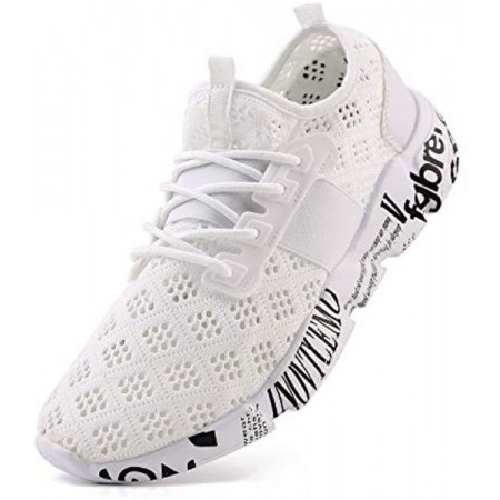 Men's Lightweight Breathable Mesh Street Sport Walking Shoes Casual Sneakers White